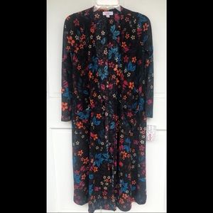 LuLaRoe Sarah Floral Long Sleeve Ribbed Duster with Pockets | Size Small